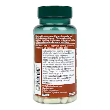 H&B Korean & Siberian Ginseng Complex for immunity, energy, and overall health