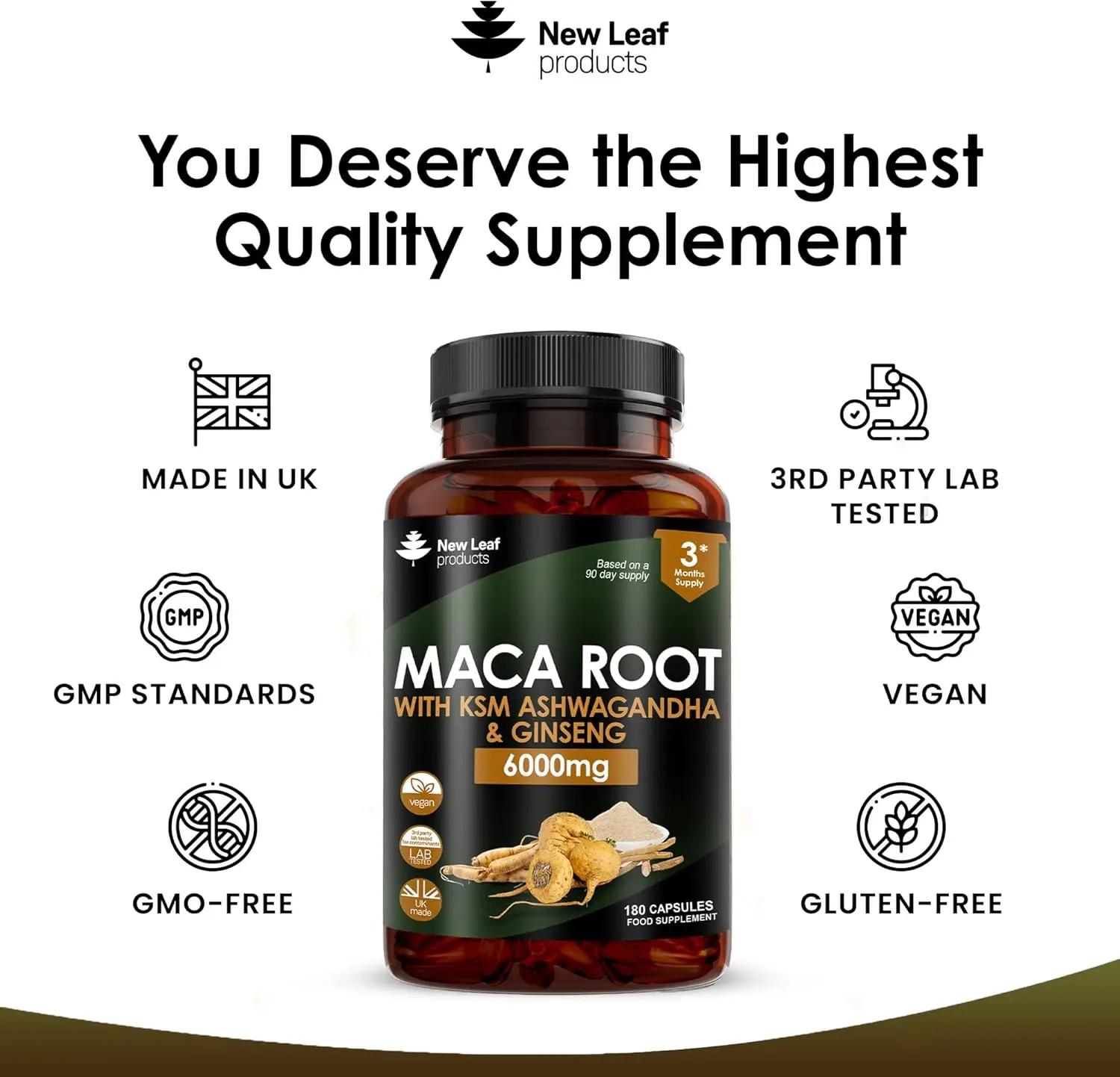 New Leaf Maca Root Capsules for sexual health, memory, and overall wellness